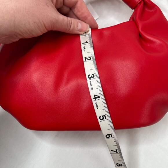 The Drop Addison red Faux Leather Ruched Handle Shoulder Bag - Picture 5 of 6